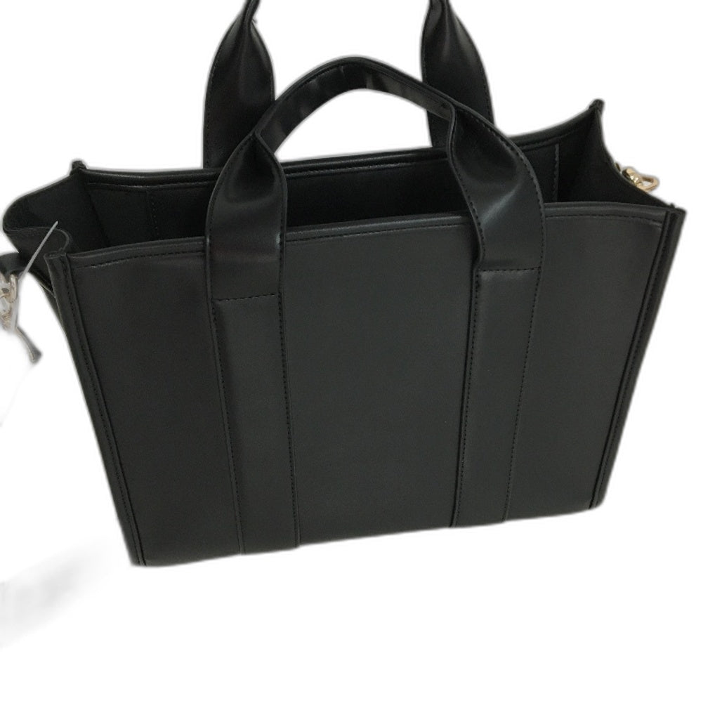 Black Leather Look Work Tote Style Hand Bag With Handles & Shoulder Strap NEW