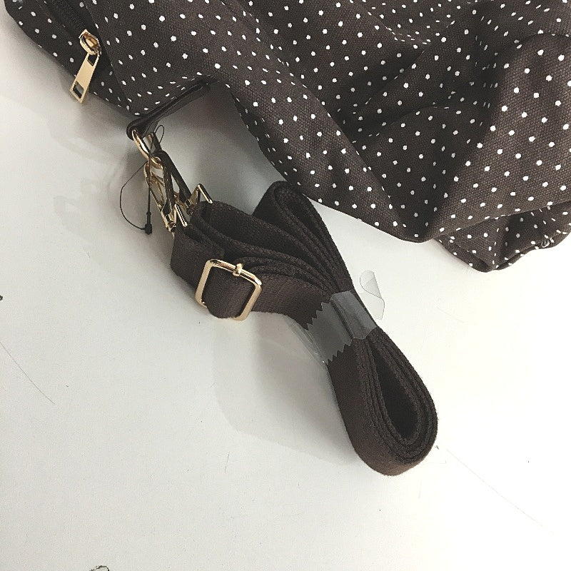 Chocolate Brown White Polka Dot Backpack & Duffle Bag Matching Set NEW