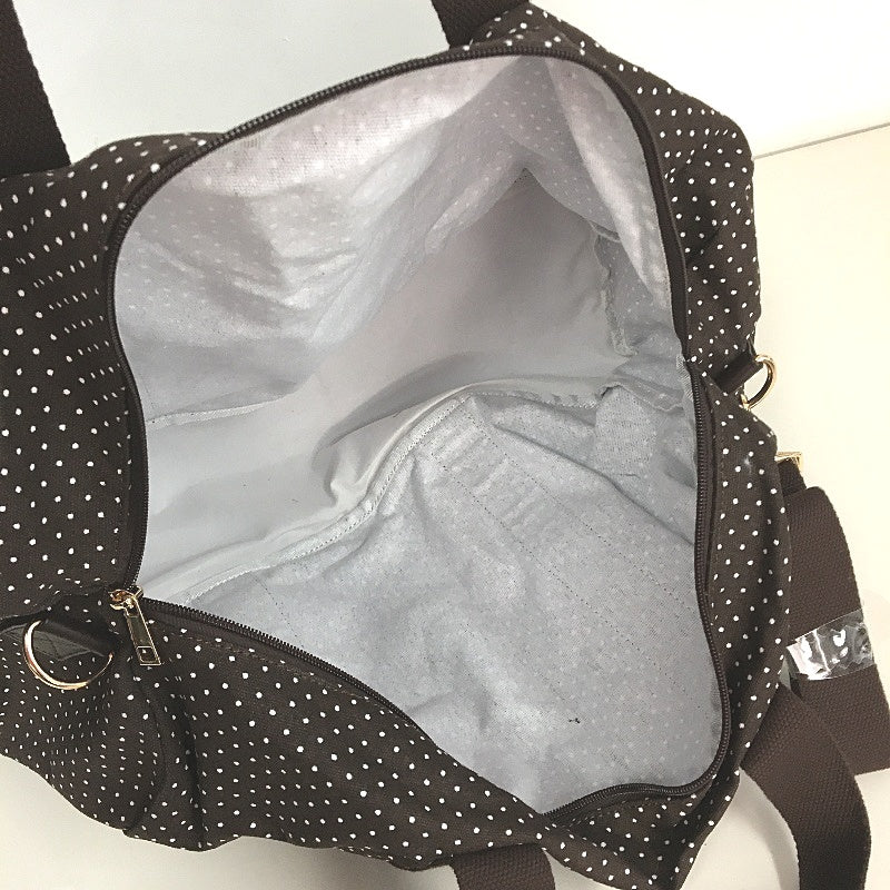 Chocolate Brown White Polka Dot Backpack & Duffle Bag Matching Set NEW