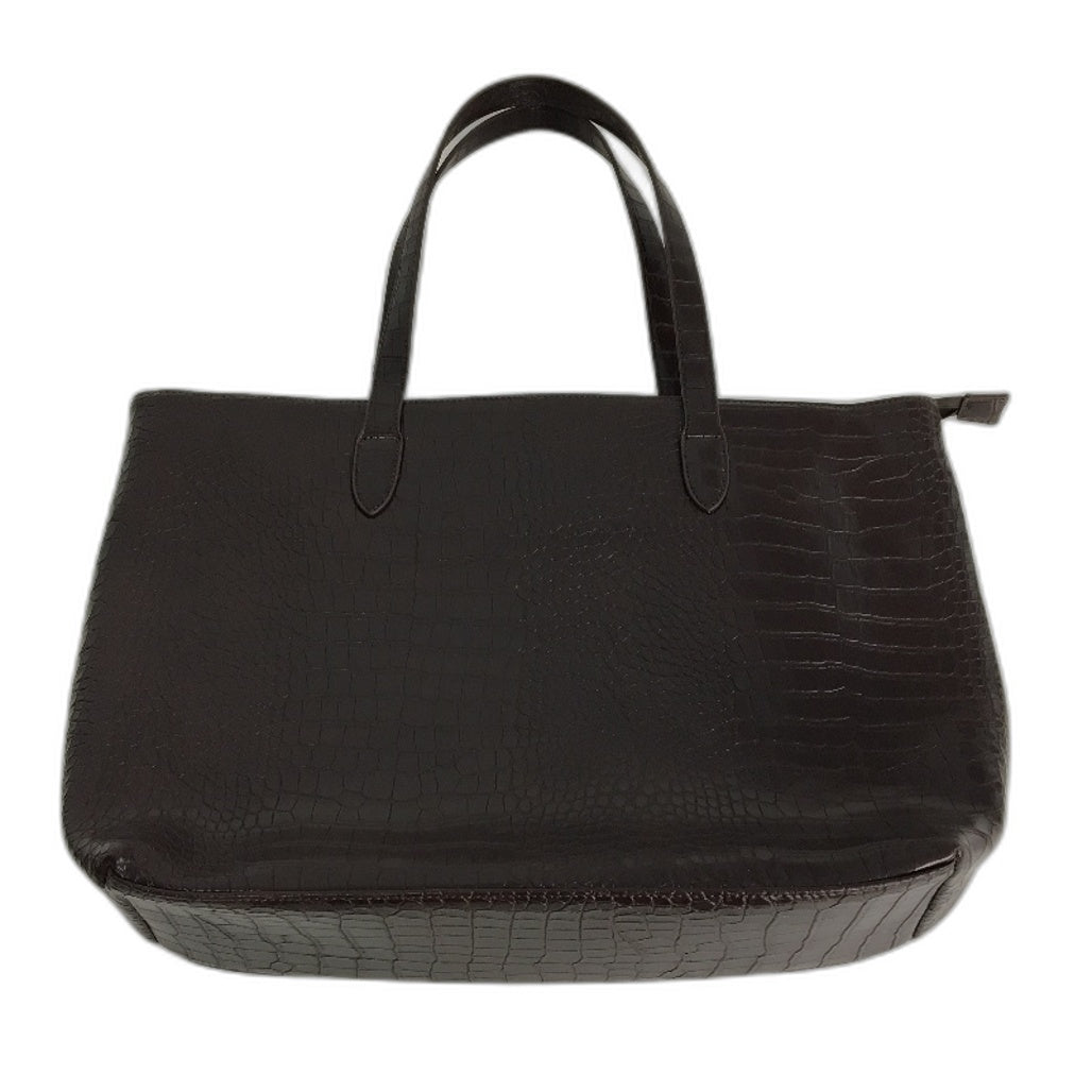 Chocolate Brown Faux Crocodile Leather Large Tote & Phone Bag Matching Set NEW