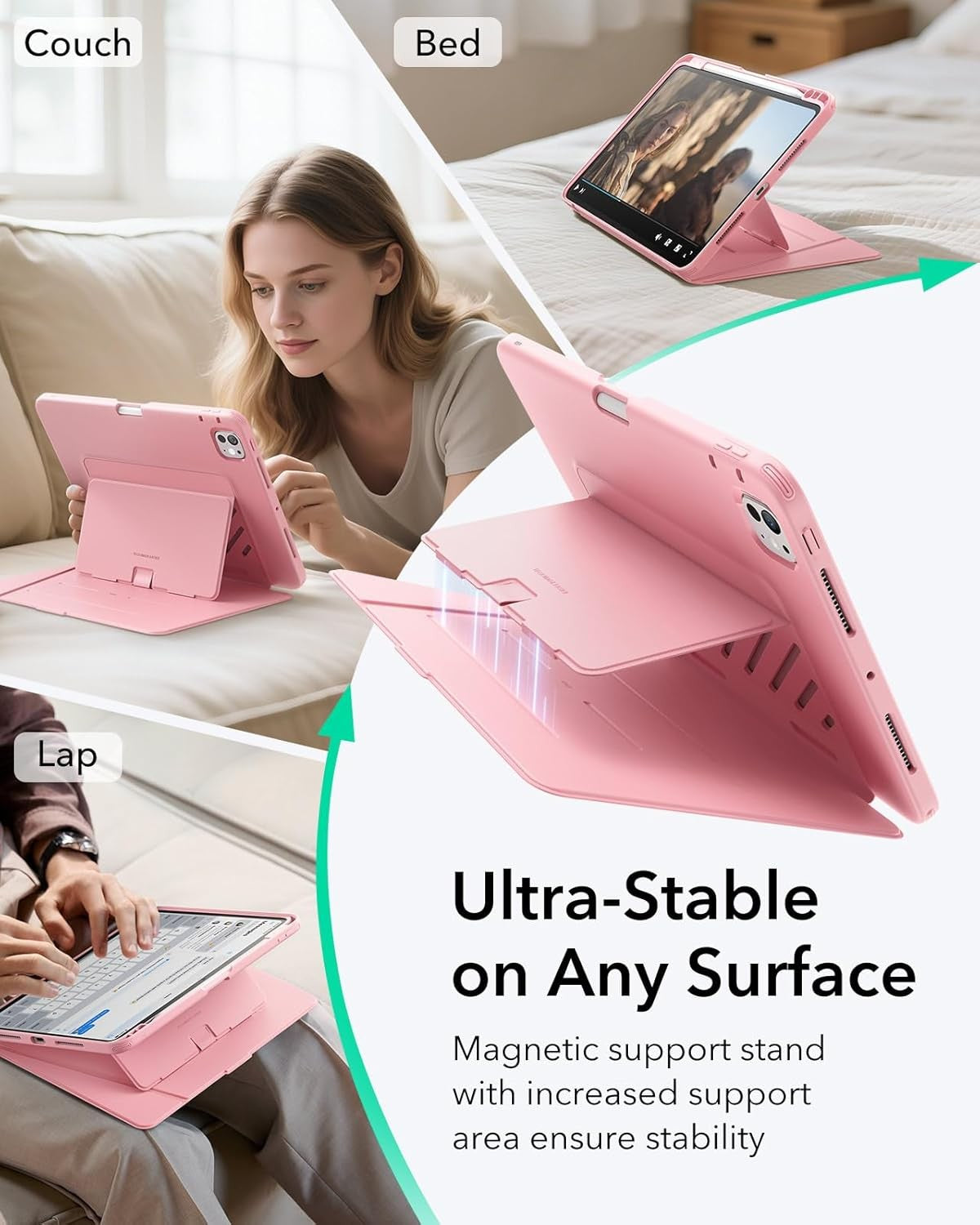 ESR iPad Pro 11 Inch Case with Vertical Stand and Pencil Holder - Pink