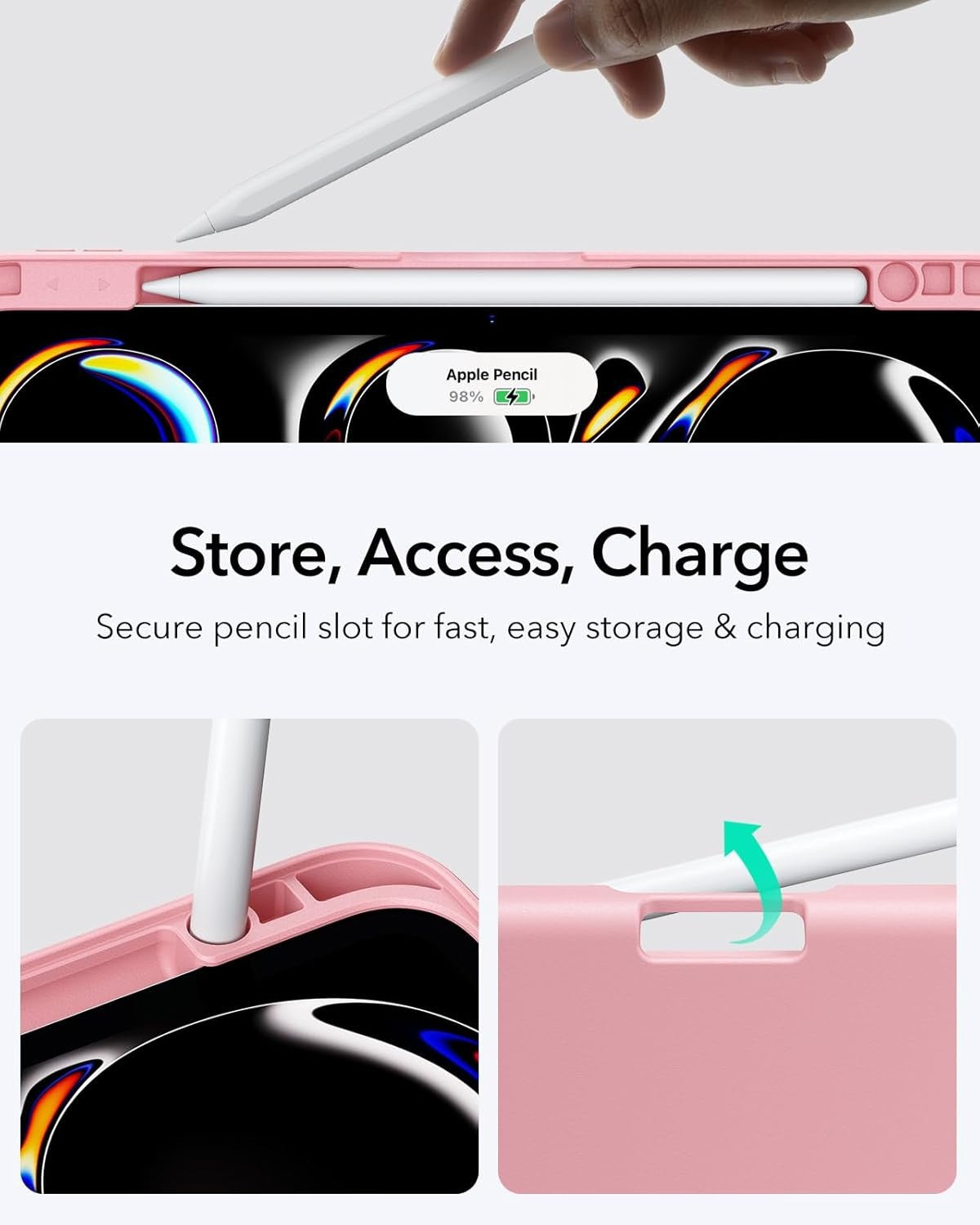 ESR iPad Pro 11 Inch Case with Vertical Stand and Pencil Holder - Pink