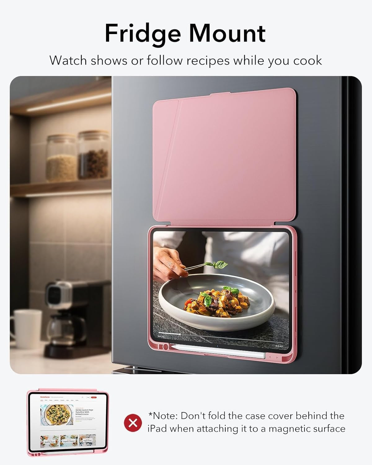 ESR iPad Pro 11 Inch Case with Vertical Stand and Pencil Holder - Pink