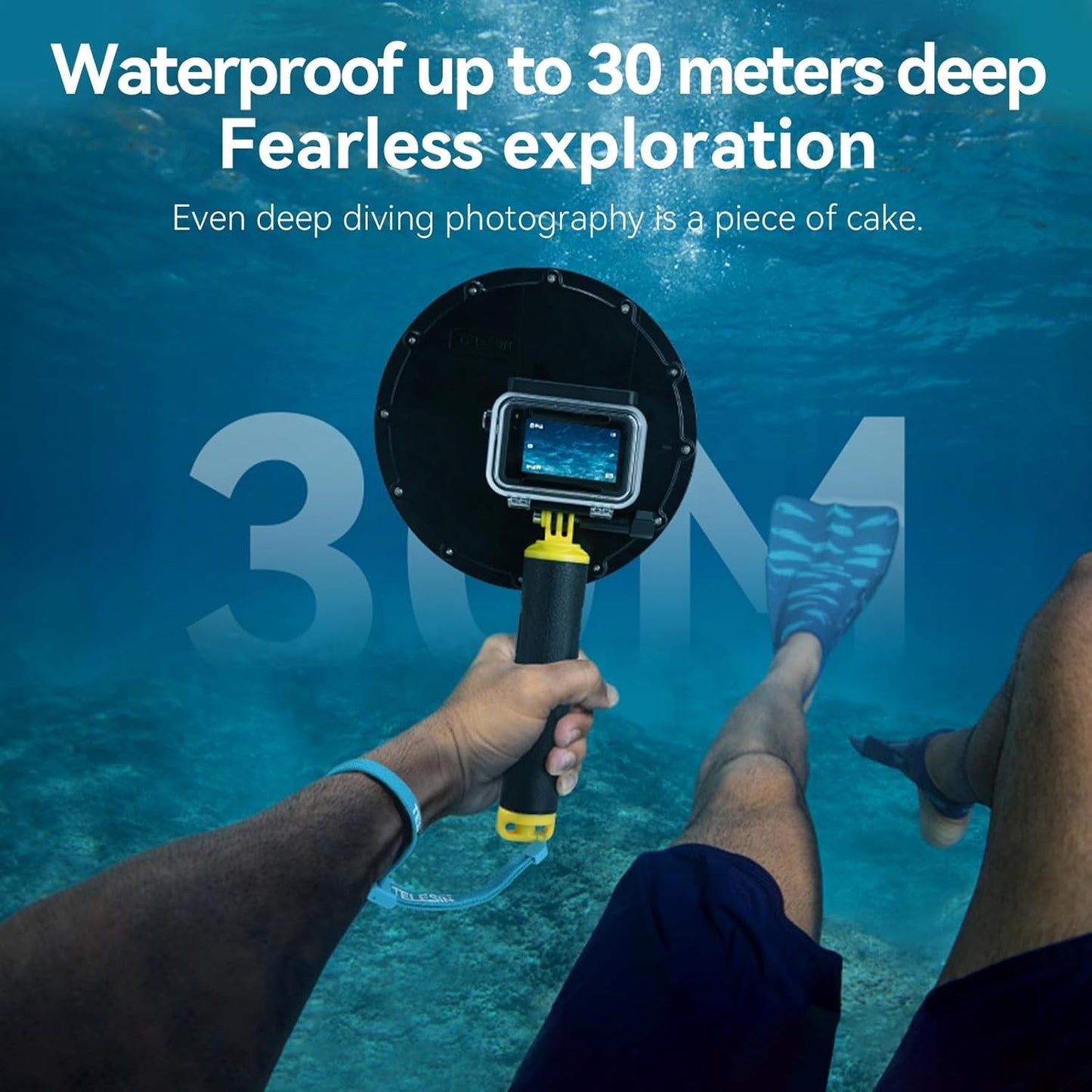 TELESIN Underwater Dome Port for DJI Action Cameras with Waterproof Case