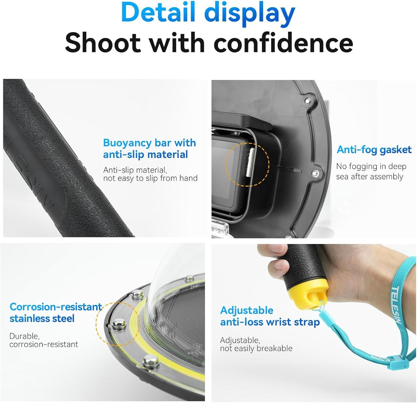 TELESIN Underwater Dome Port for DJI Action Cameras with Waterproof Case