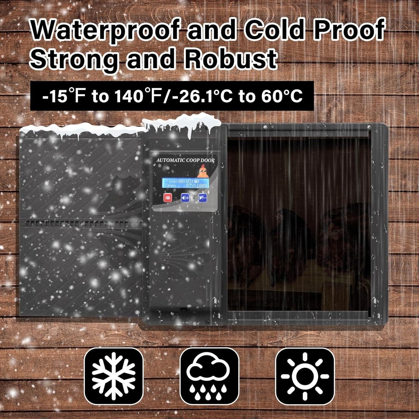 EtheQuandrile Automatic Chicken Coop Door with Timer & USB Charging