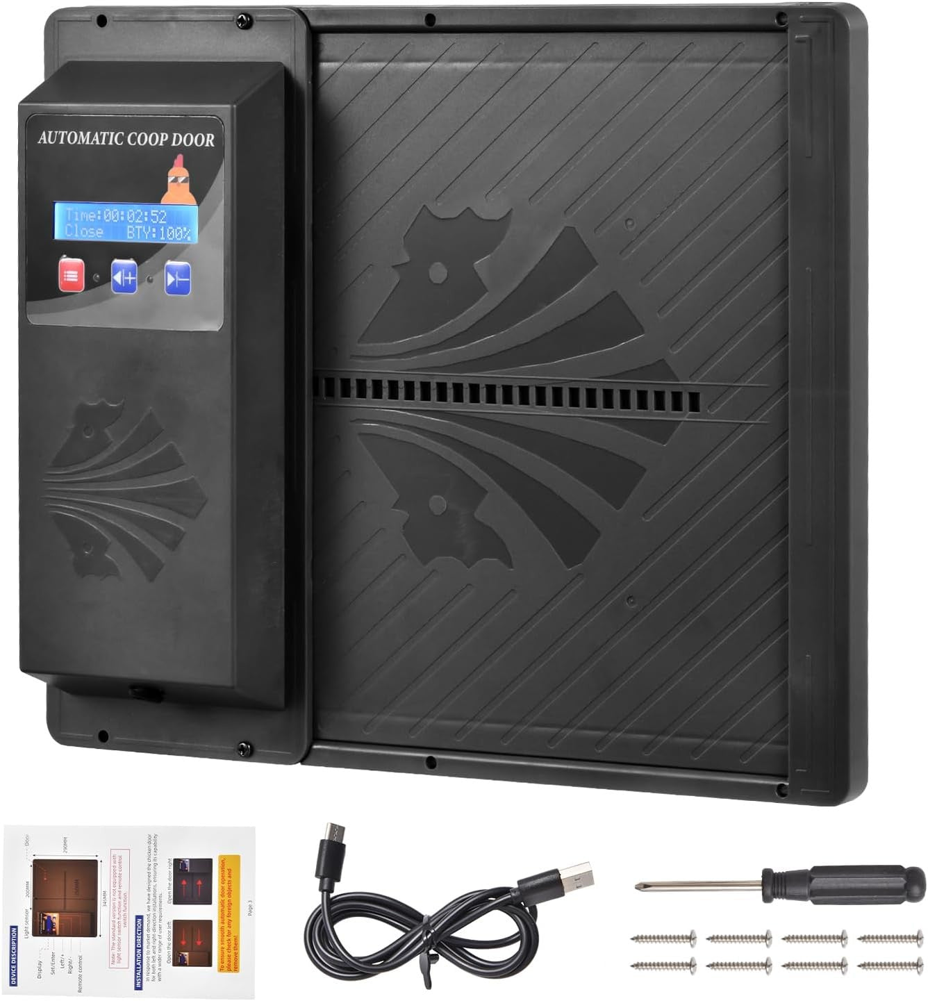 EtheQuandrile Automatic Chicken Coop Door with Timer & USB Charging