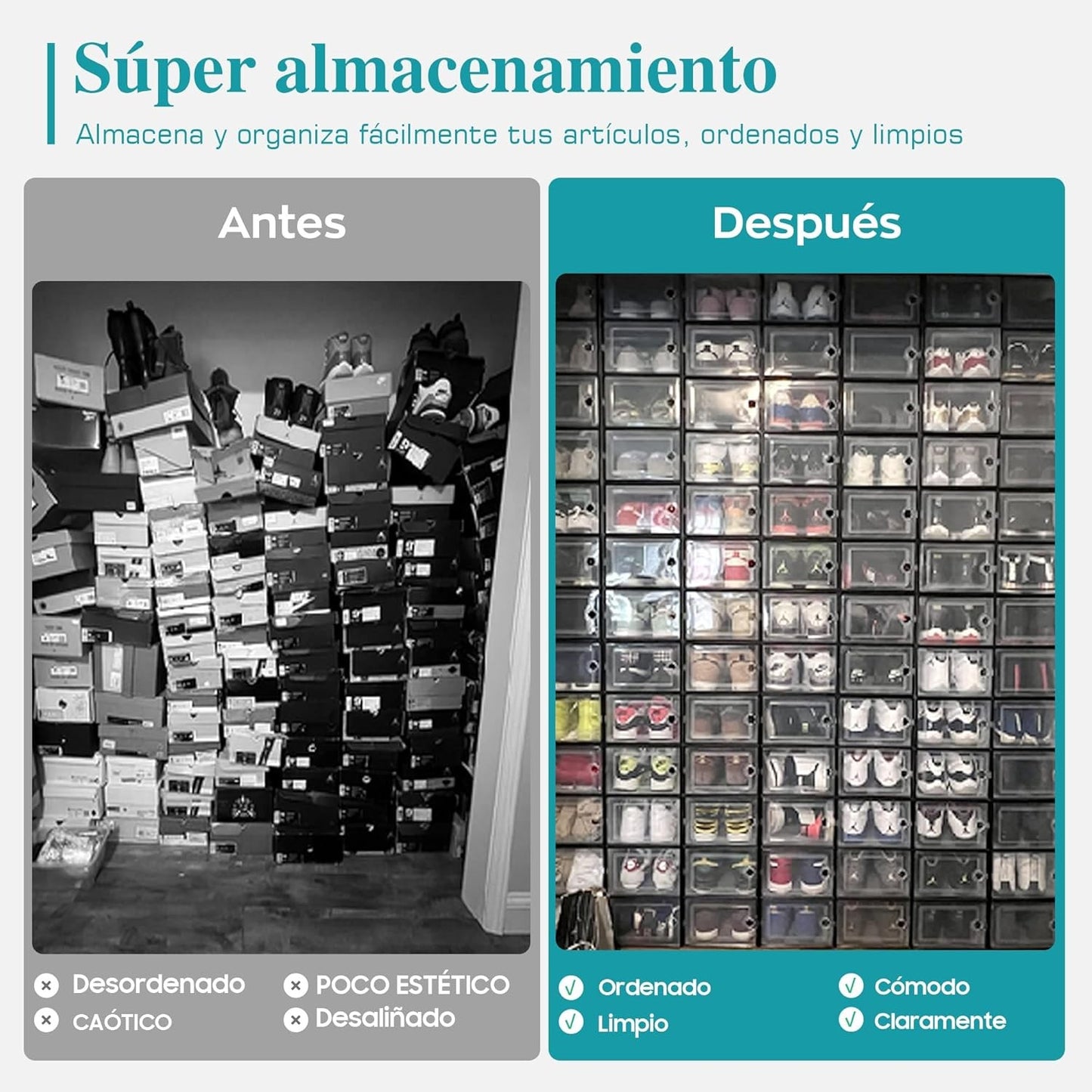 Kuject Large Shoe Organizers 12 Pack Clear Stackable Storage Bins