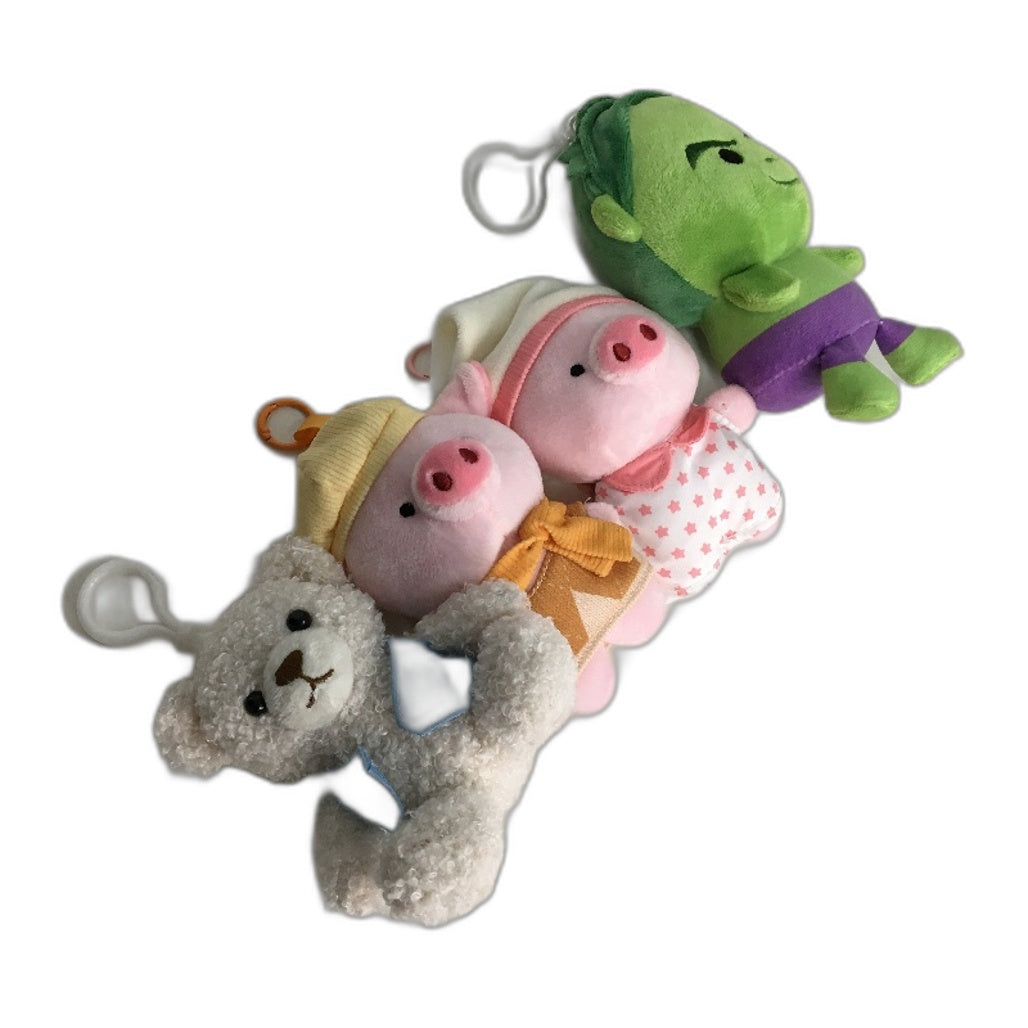 Clipable Pram School Backpack 8 Piece Mini Stuffed Toy Pack Various Animals NEW