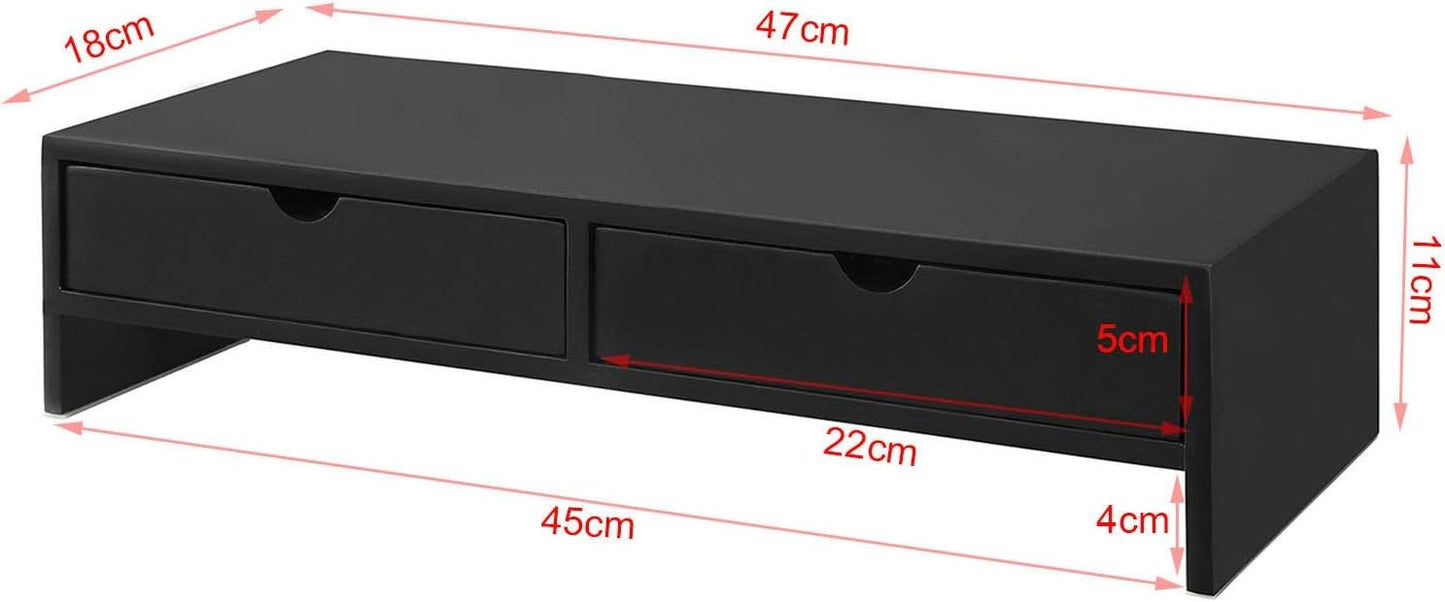 SoBuy Black Wooden Monitor Stand Riser Desk Organizer with Drawers DEMO