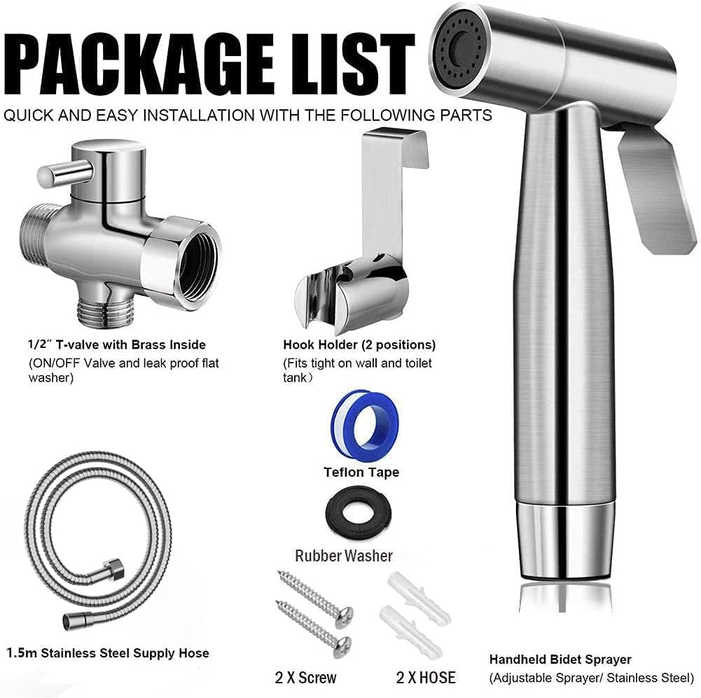 Stainless Steel Handheld Toiler Bidet Sprayer Jet with Hose NEW