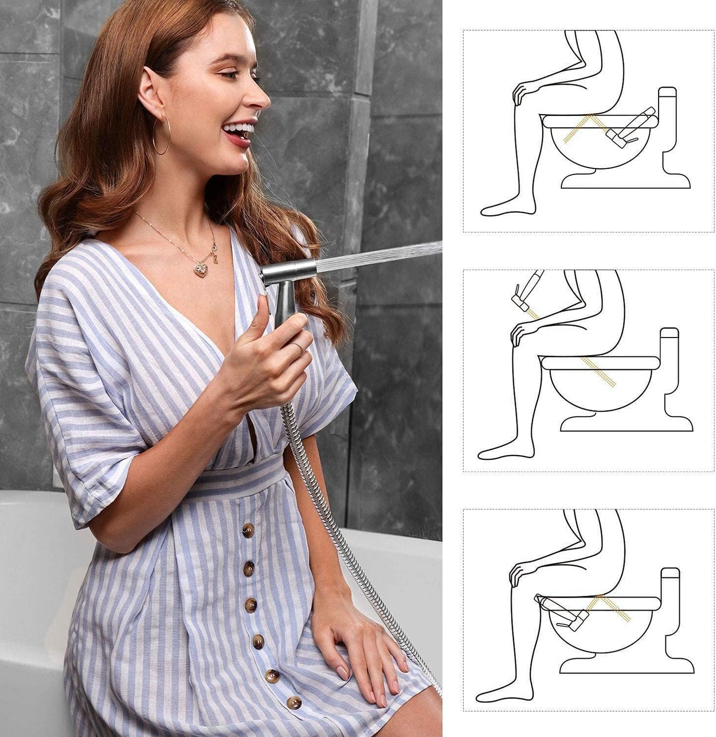 Stainless Steel Handheld Toiler Bidet Sprayer Jet with Hose NEW