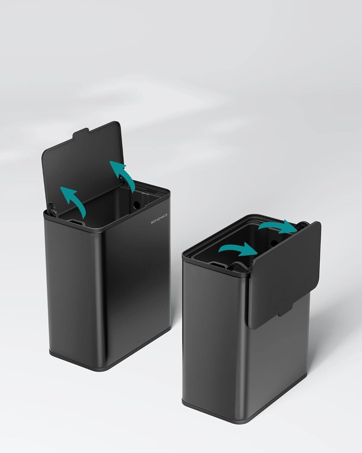 SONGMICS 8L Hanging Kitchen Trash Bin with Lid for Food Waste in Ink Black NEW