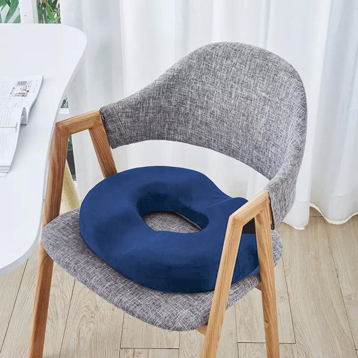Memory Foam Seat Cushion Donut Pillow Navy Blue Tailbone Pain Relief NEW