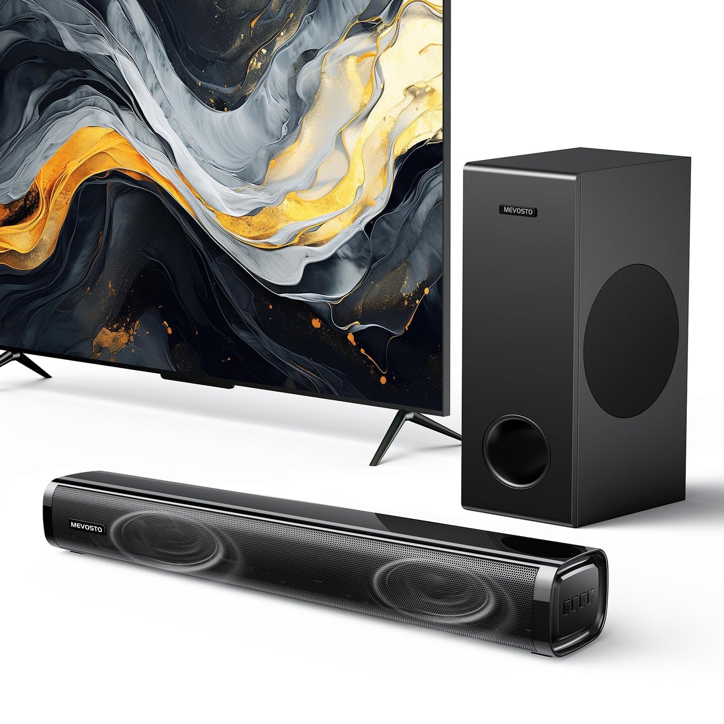 MEVOSTO D37 2.1CH Soundbar Speakers Black 5.25'' Subwoofer BT5.0 USB AUX DEMO