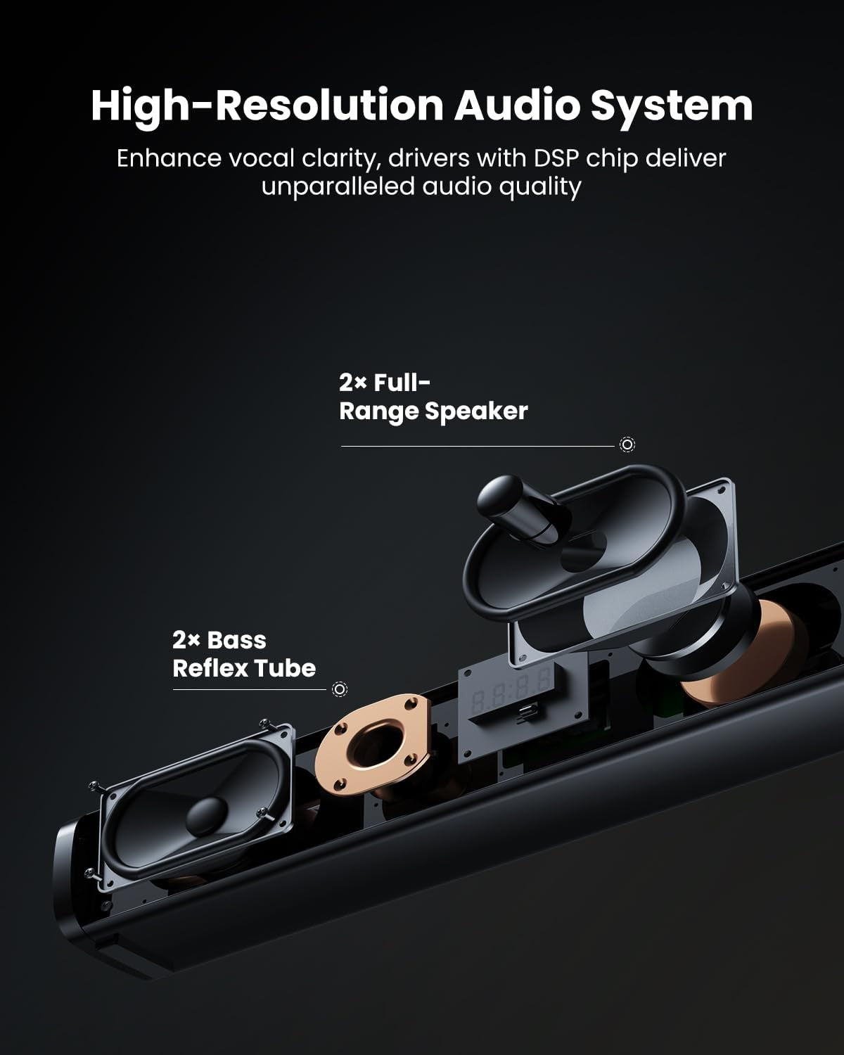 MEVOSTO D37 2.1CH Soundbar Speakers Black 5.25'' Subwoofer BT5.0 USB AUX DEMO