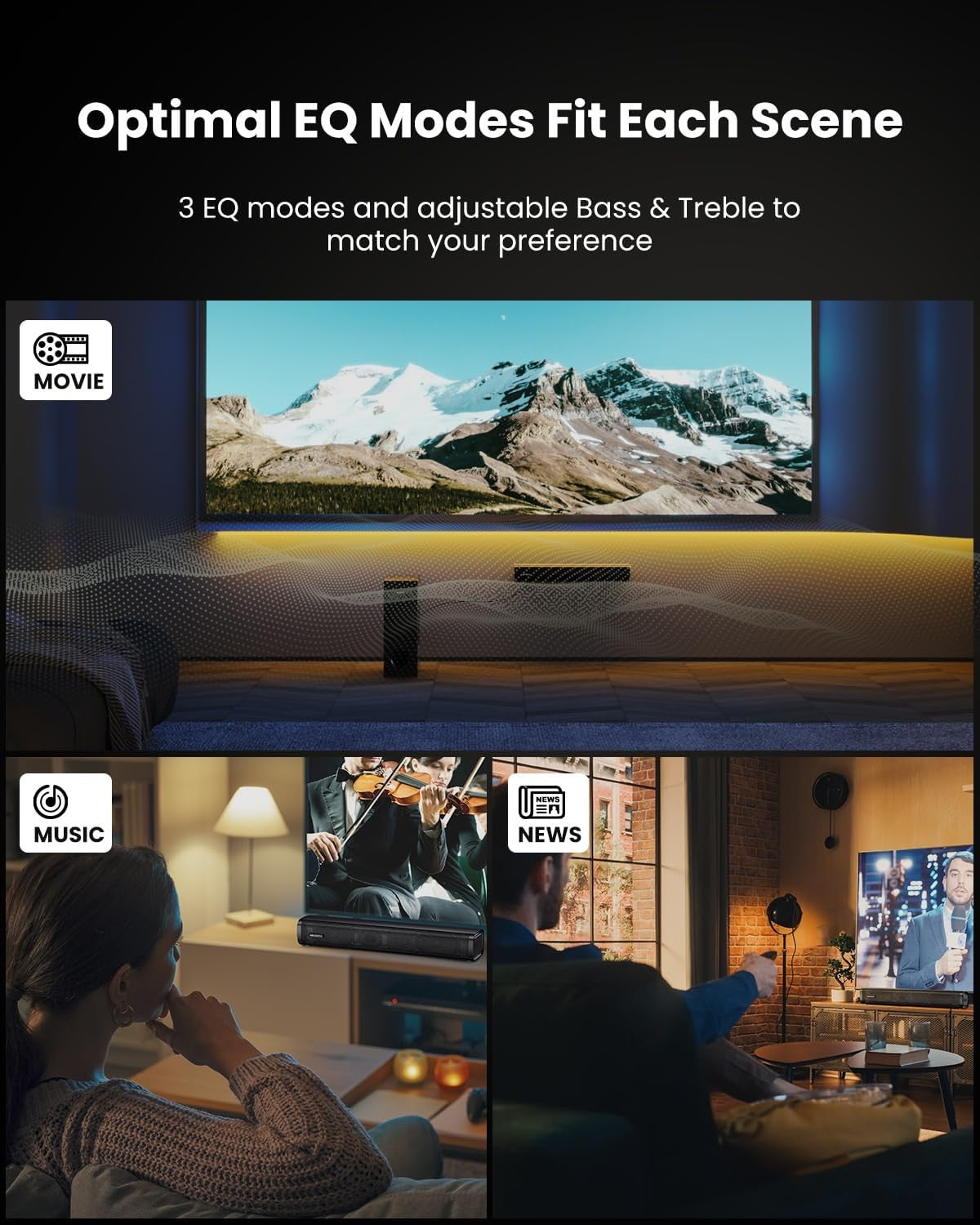 MEVOSTO D37 2.1CH Soundbar Speakers Black 5.25'' Subwoofer BT5.0 USB AUX DEMO