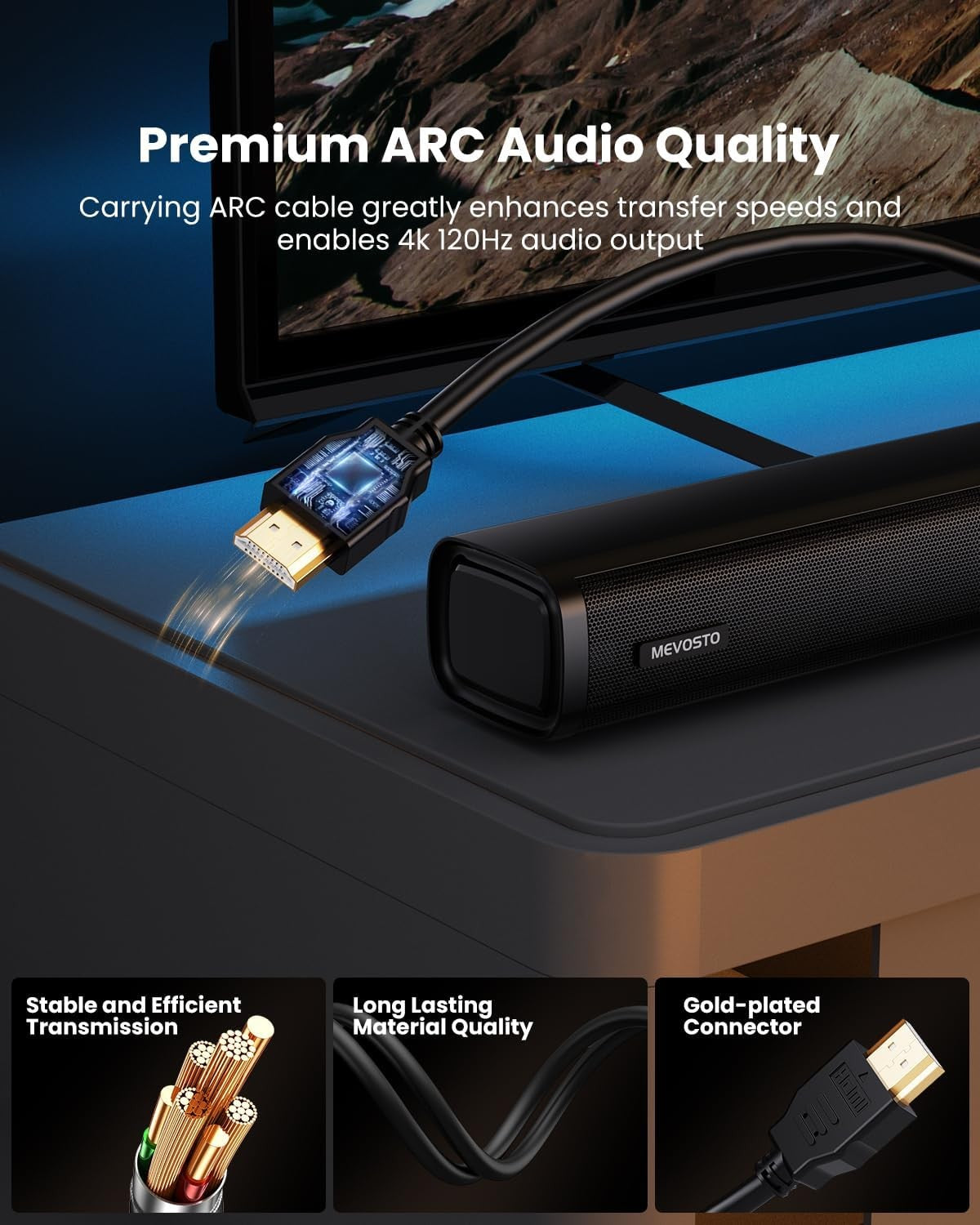 MEVOSTO D37 2.1CH Soundbar Speakers Black 5.25'' Subwoofer BT5.0 USB AUX DEMO