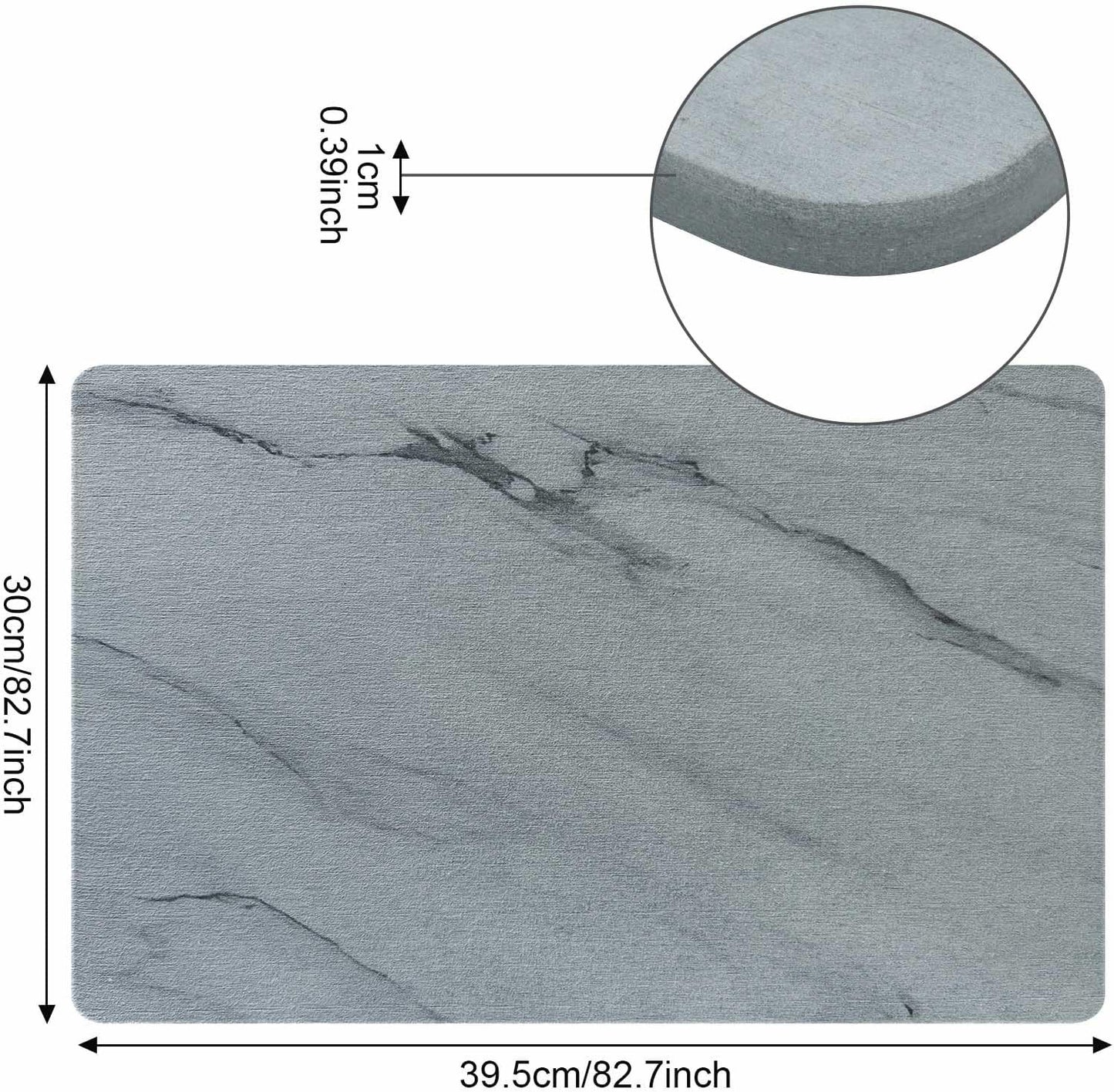 DAWNTREES Super Absorbent Diatomite Stone Kitchen Drying Mat 30x40cm Grey NEW