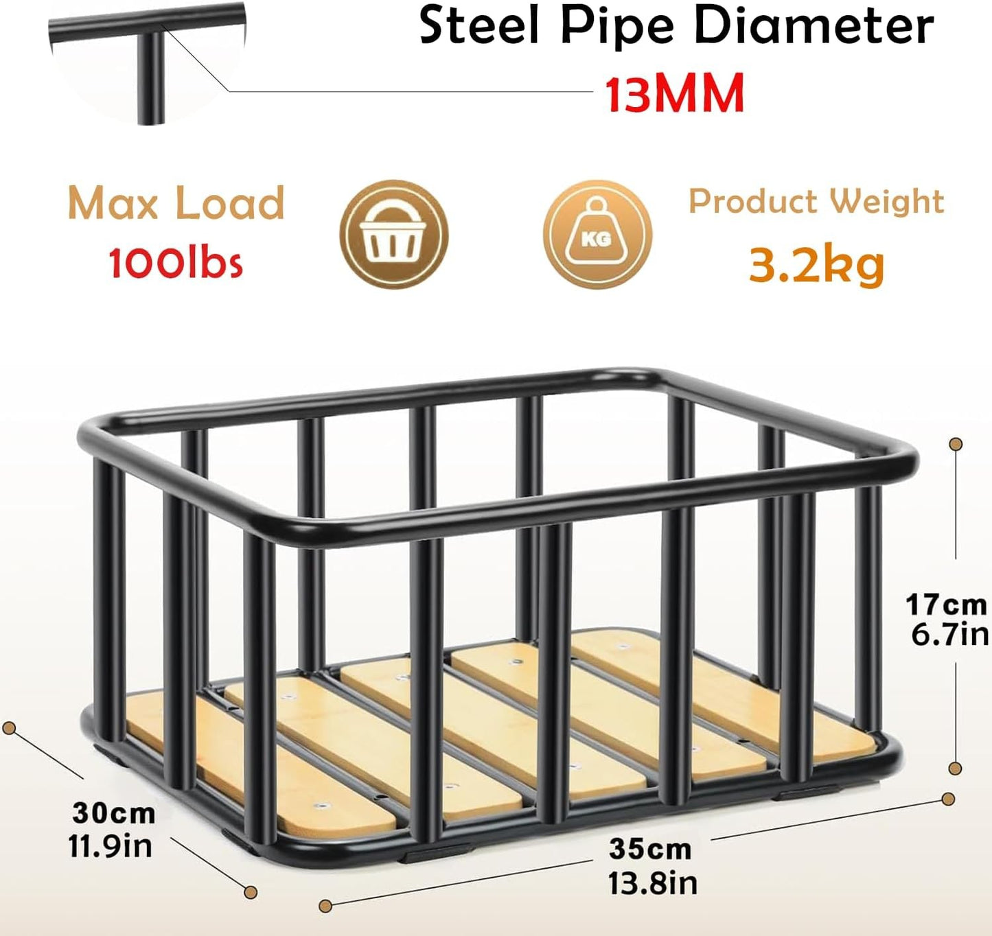 Bike Basket Heavy Duty Waterproof Cover Cargo Net 35x30x17cm Black Brown NEW