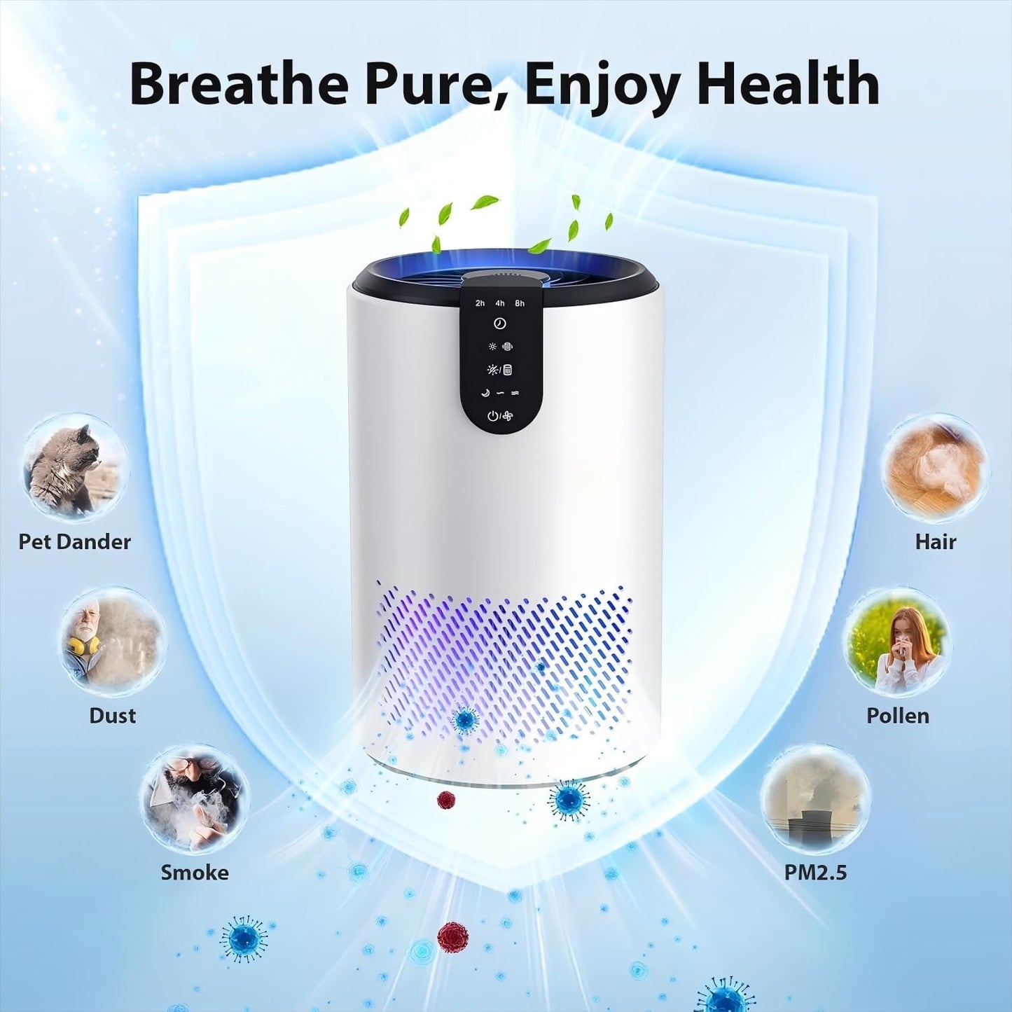 KYUKRI KJ10 HEPA Air Purifier 3-in-1 Filter Dust Smoke Odors Quiet Timer NEW