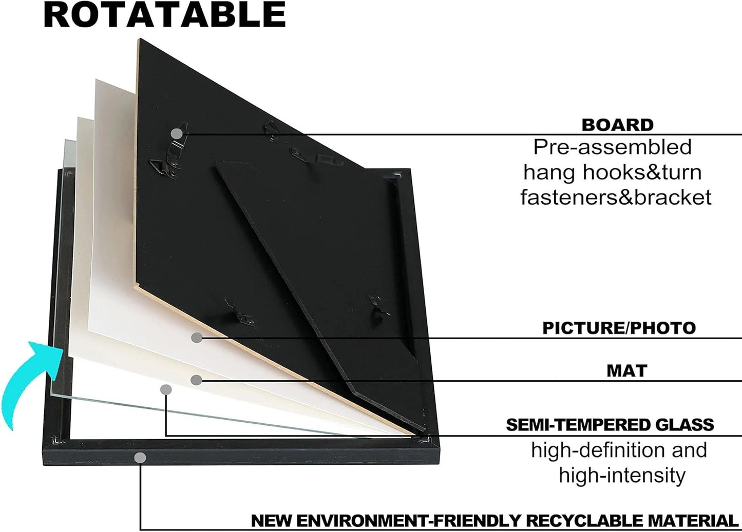 VIOLABBEY Set of 4 8x10 Simple Black Picture Frames 11x14 Inch NEW