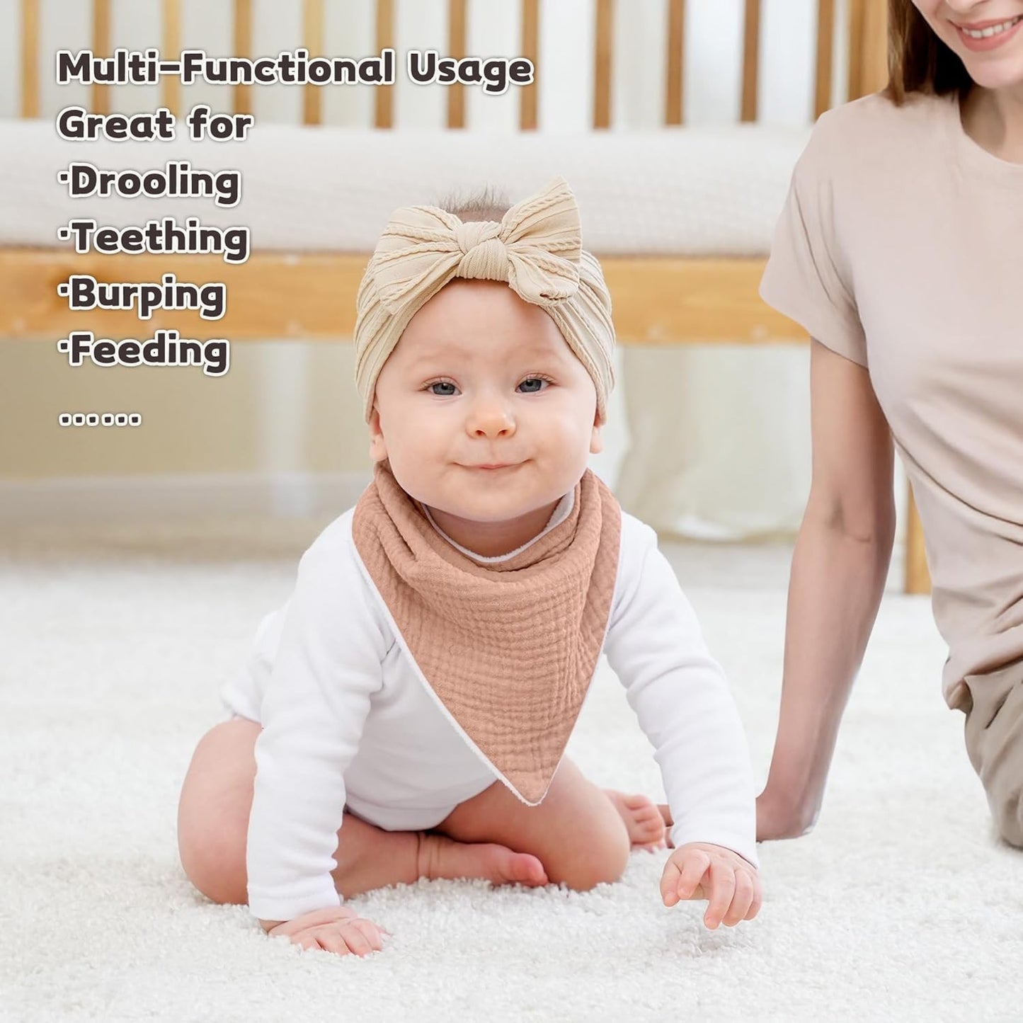 Susurration Muslin Baby Bibs 10-Pack Soft Adjustable Bandana for Newborns