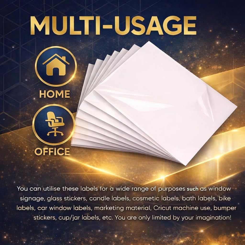 Avarrix Printable Vinyl Sticker Paper A4 Size Clear Glossy 20 Sheets