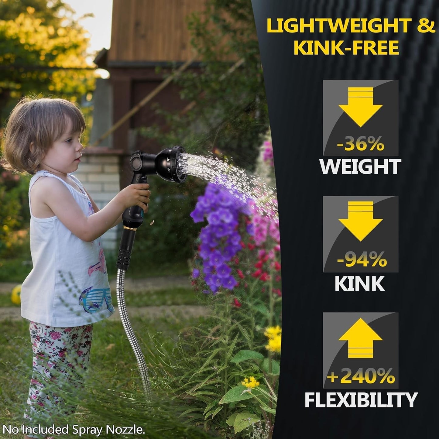 Phugis 50ft Heavy Duty Garden Hose No Kink Lightweight Flexible