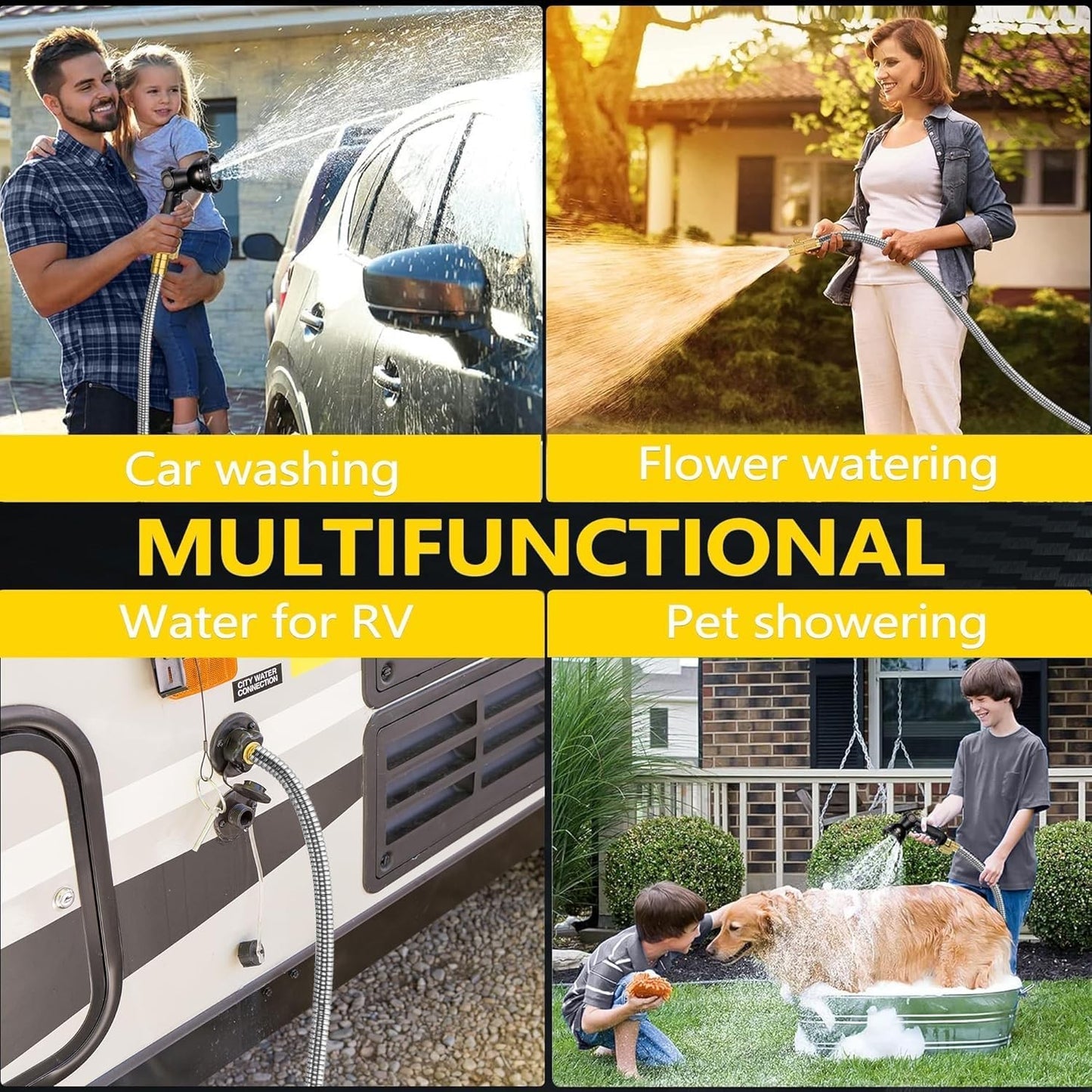 Phugis 50ft Heavy Duty Garden Hose No Kink Lightweight Flexible