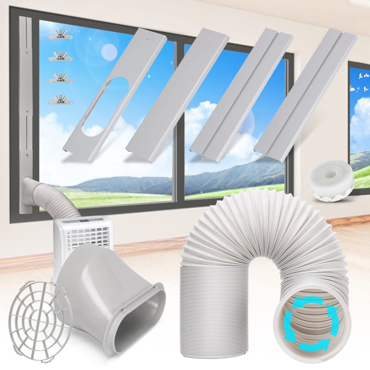Kerykwan Portable Air Conditioner Window Door Kit with Exhaust Hose