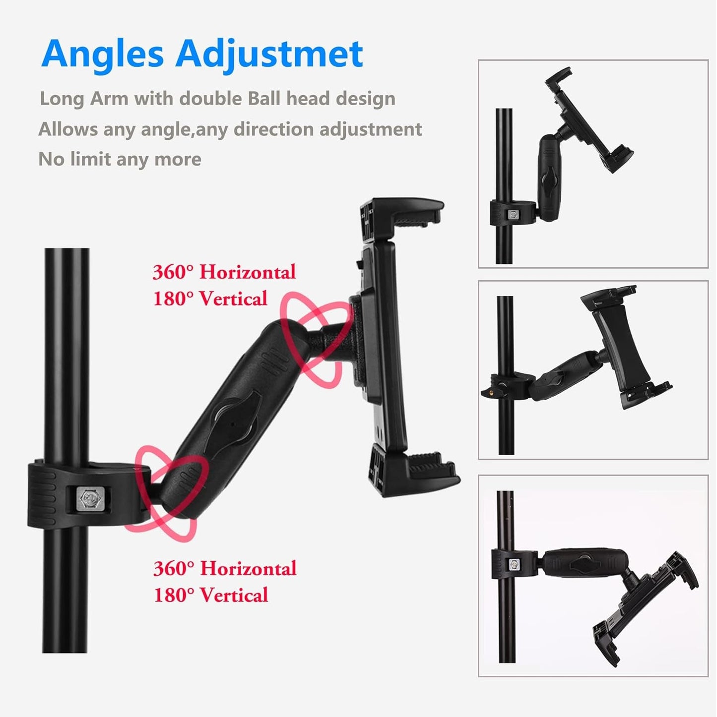 Peastrex Tablet Holder for Exercise Bike & Stroller, Fits 4-13'' Devices