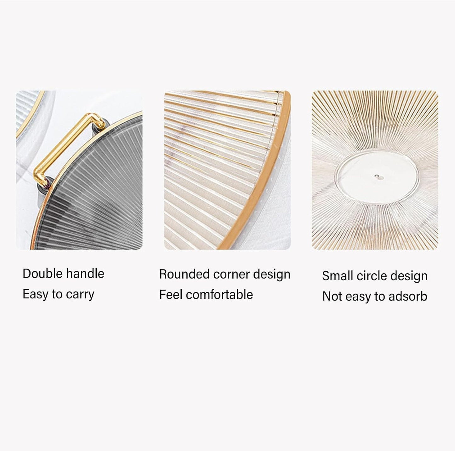 Sxhlseller Round Decorative Tray with Gold Handles for Serving Desserts