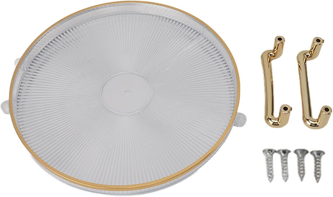 Sxhlseller Round Decorative Tray with Gold Handles for Serving Desserts