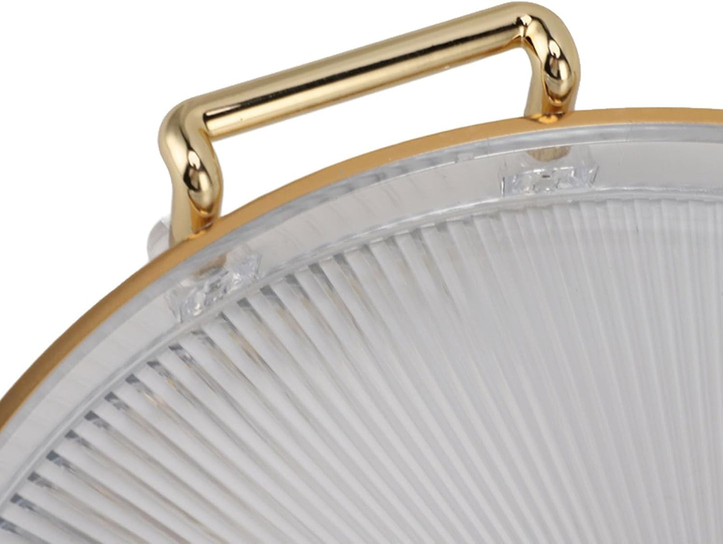 Sxhlseller Round Decorative Tray with Gold Handles for Serving Desserts