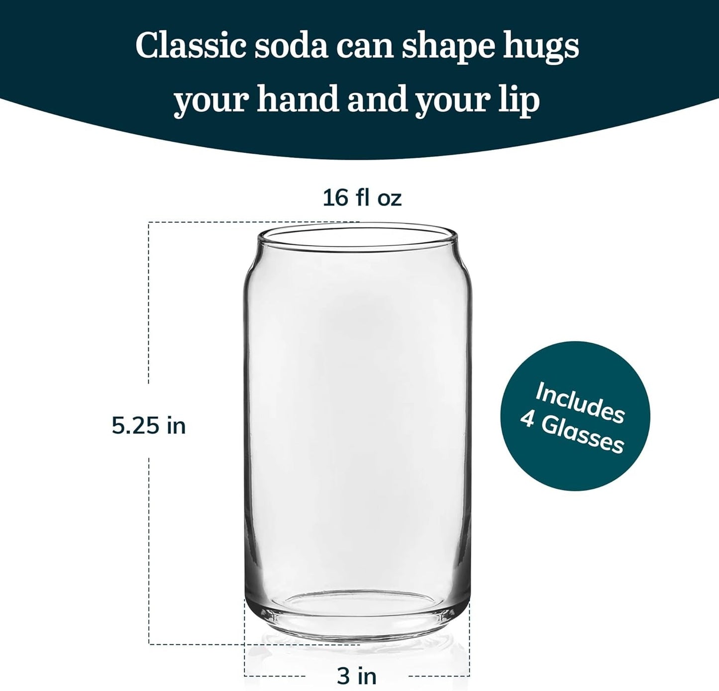 Libbey Classic 16-Ounce Tumbler Glasses Set of 4 Clear Drinkware