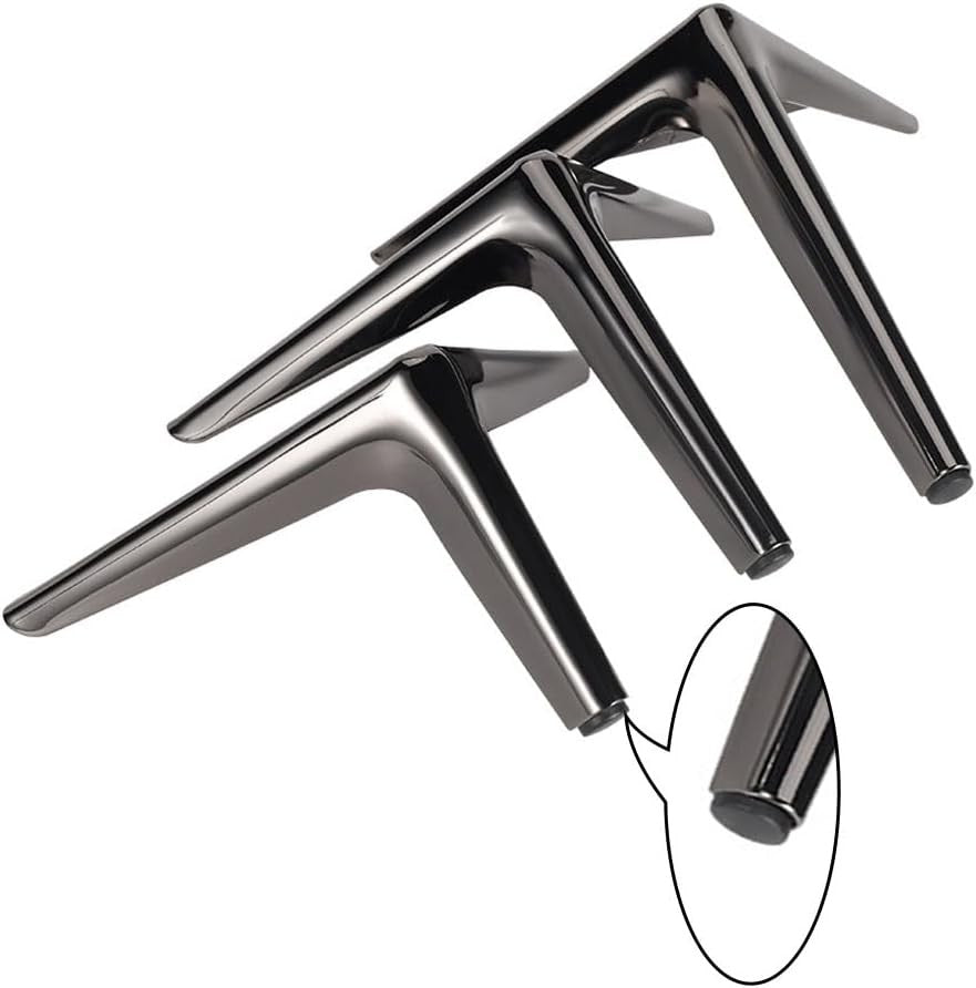 Anfower Modern Iron Furniture Leg Set of 4 Gray Diamond Feet for Cabinets