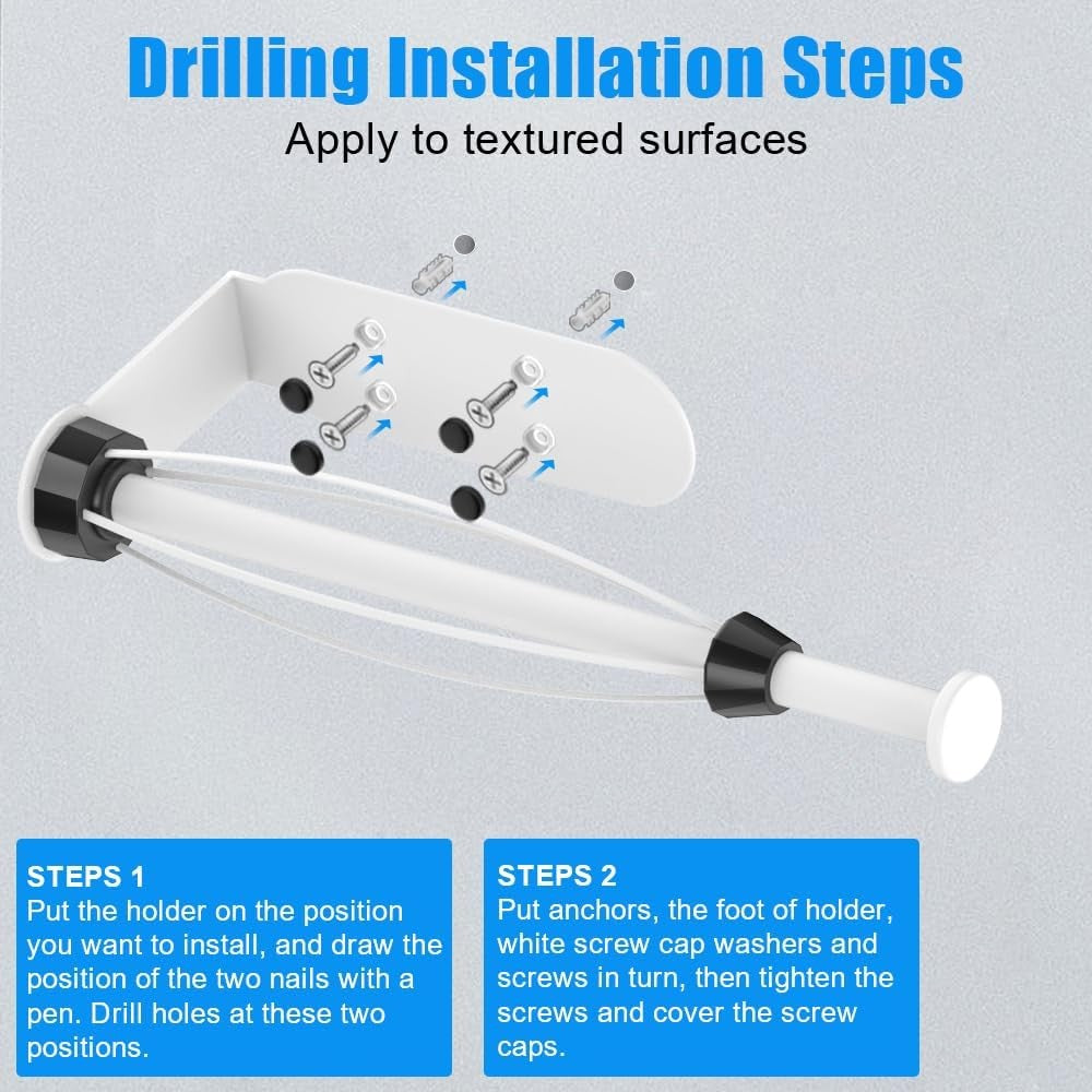 HiFan One-Handed Tearable Paper Towel Holder Wall Mount Adhesive White