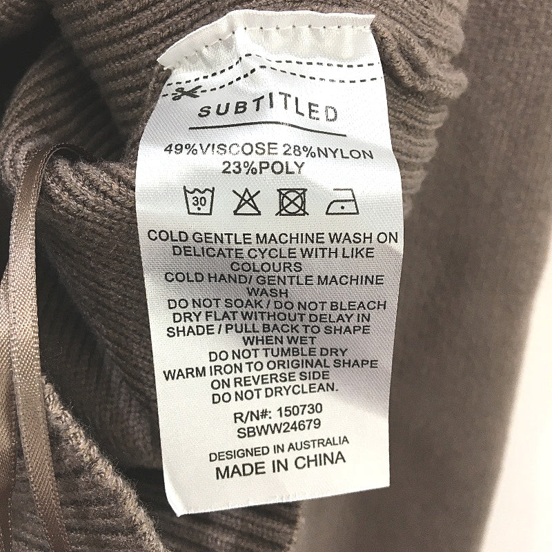 Subtitled Slate Brown Maylee Knit Zip Through Hood Crop Jumper Ladies Large NEW