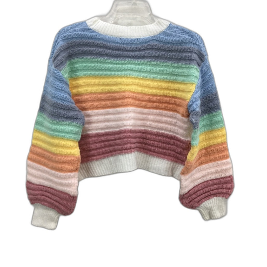 SHEIN Rainbow Multicoloured Soft Cozy Knitted Crop Jumper Ladies Medium NEW