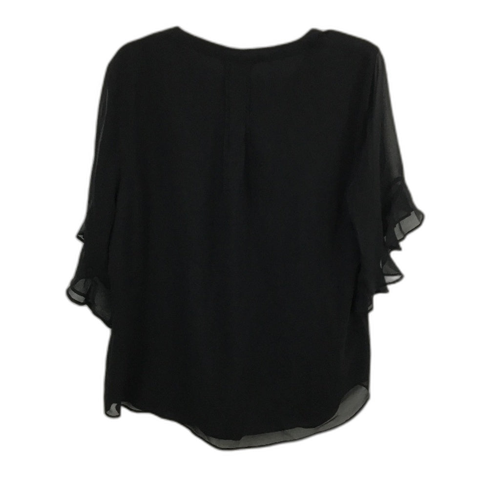 Jacqui E Black V Neck Lightweight Short Sleeve Flowy Blouse Ladies Size 14 NEW