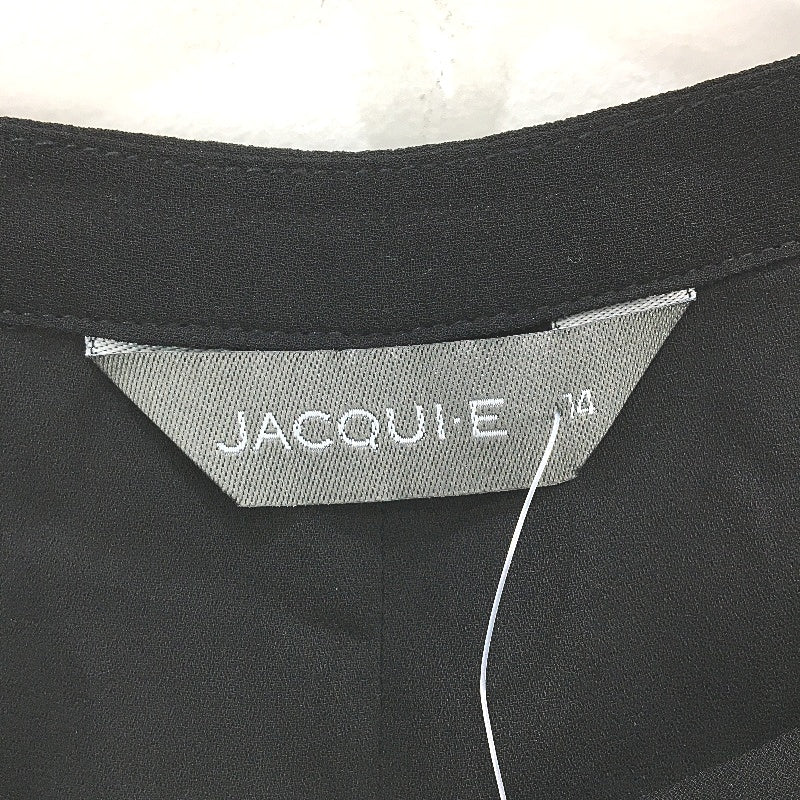 Jacqui E Black V Neck Lightweight Short Sleeve Flowy Blouse Ladies Size 14 NEW