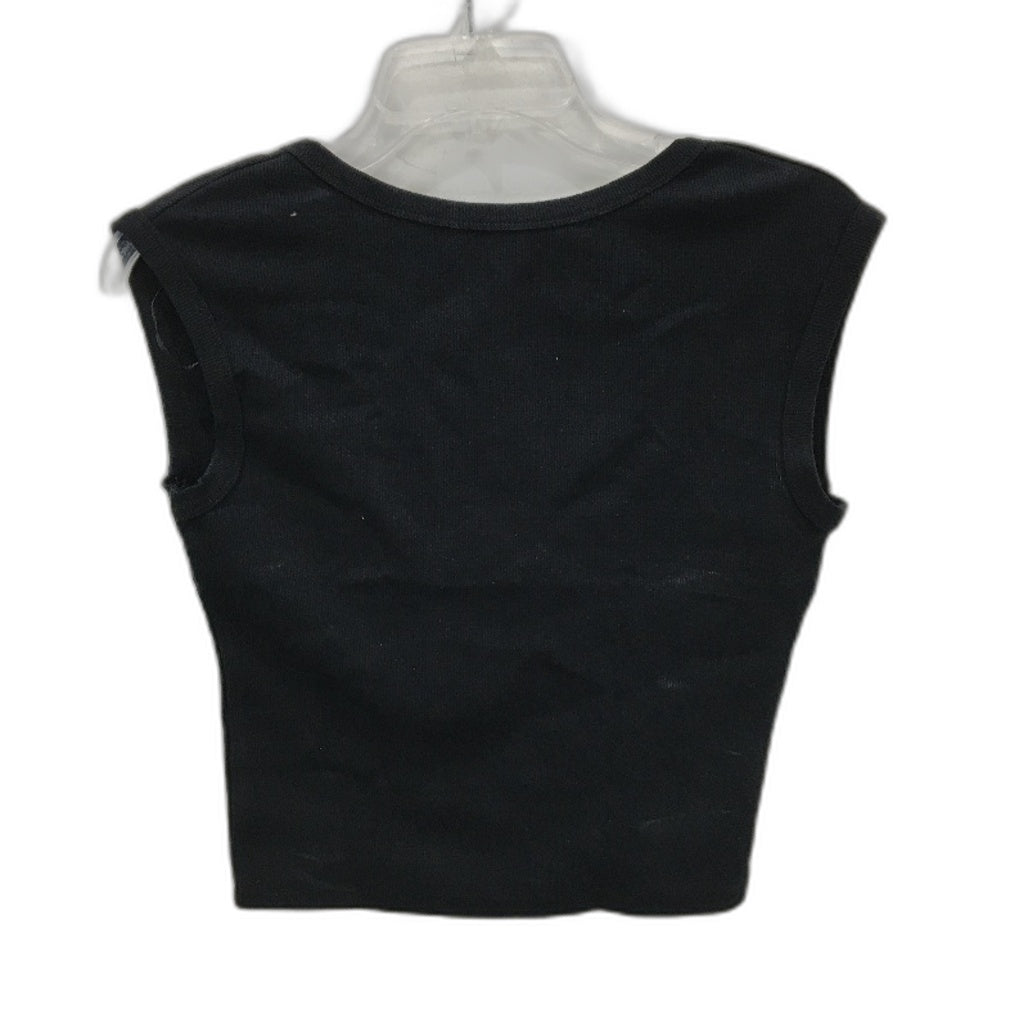 Dotti Black Ribbed Stretch Cotton Blend Slim Fit Crop Top Ladies Large NEW