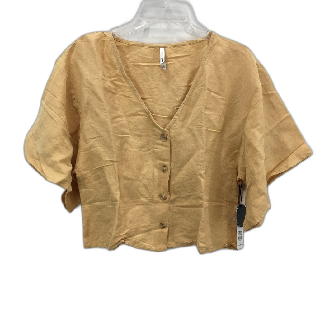 Amuse Society Bungalow Short Sleeve Woven Linen Blend Crop Top Ladies M NEW