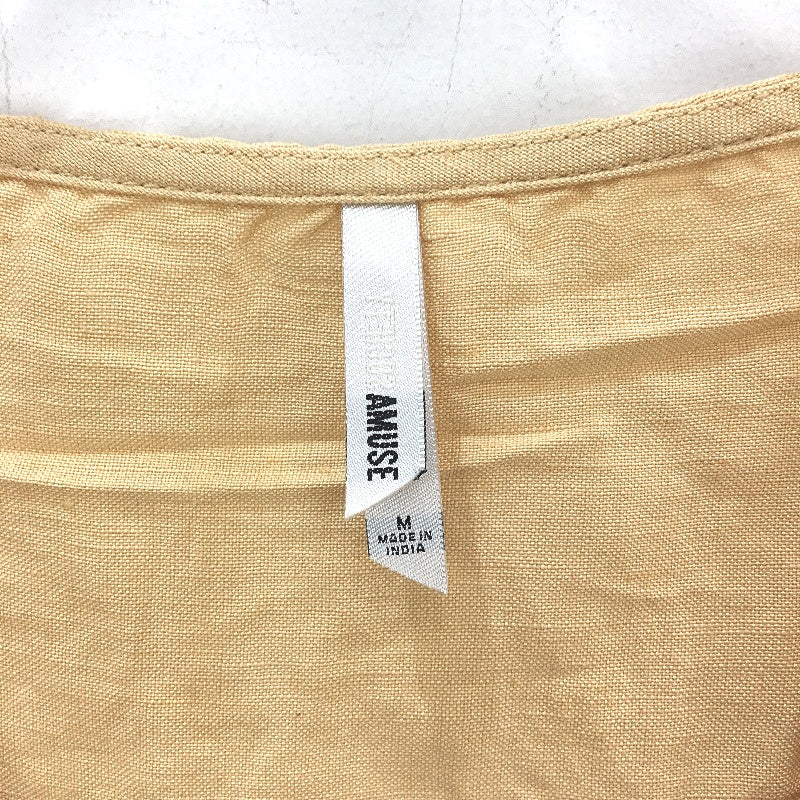 Amuse Society Bungalow Short Sleeve Woven Linen Blend Crop Top Ladies M NEW