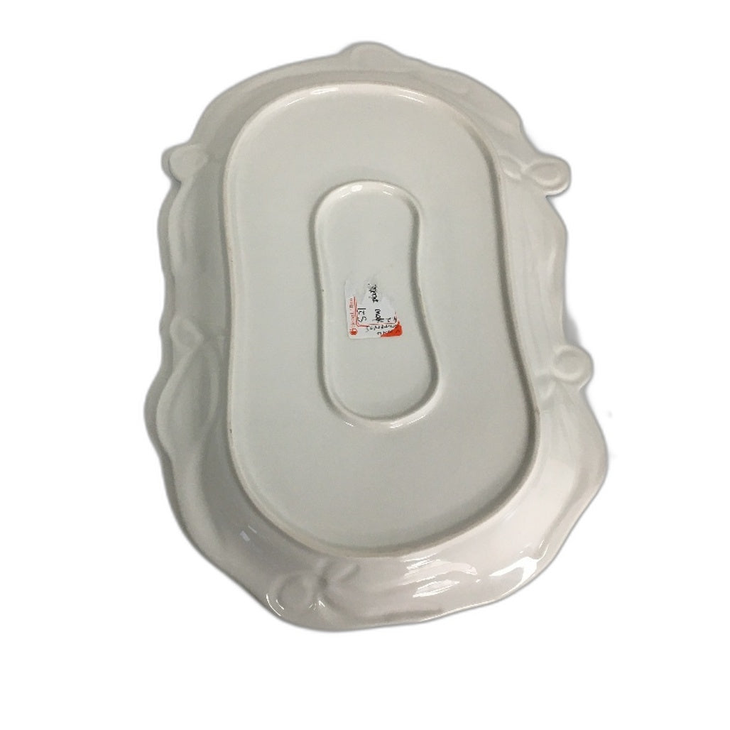 Ceramic Green White Stripe With Bows Jug, Serving Dishes & Tablecloth Set NEW