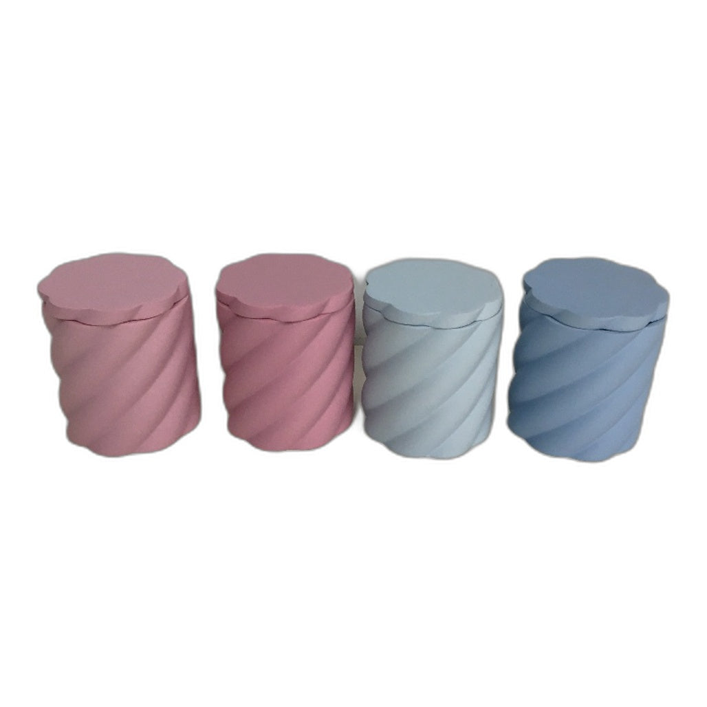 Pink & Blue 4 Bathroom Bedroom Canisters & 6 Piece Plastic Caddy Tray Set NEW