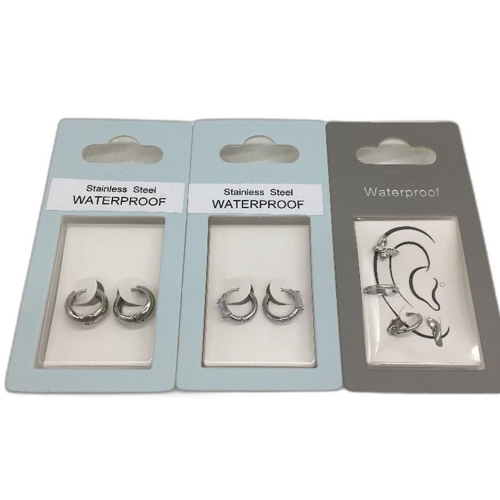 Stainless Steel Waterproof BULK PACK 10 Packets Silver Assorted Jewellery NEW