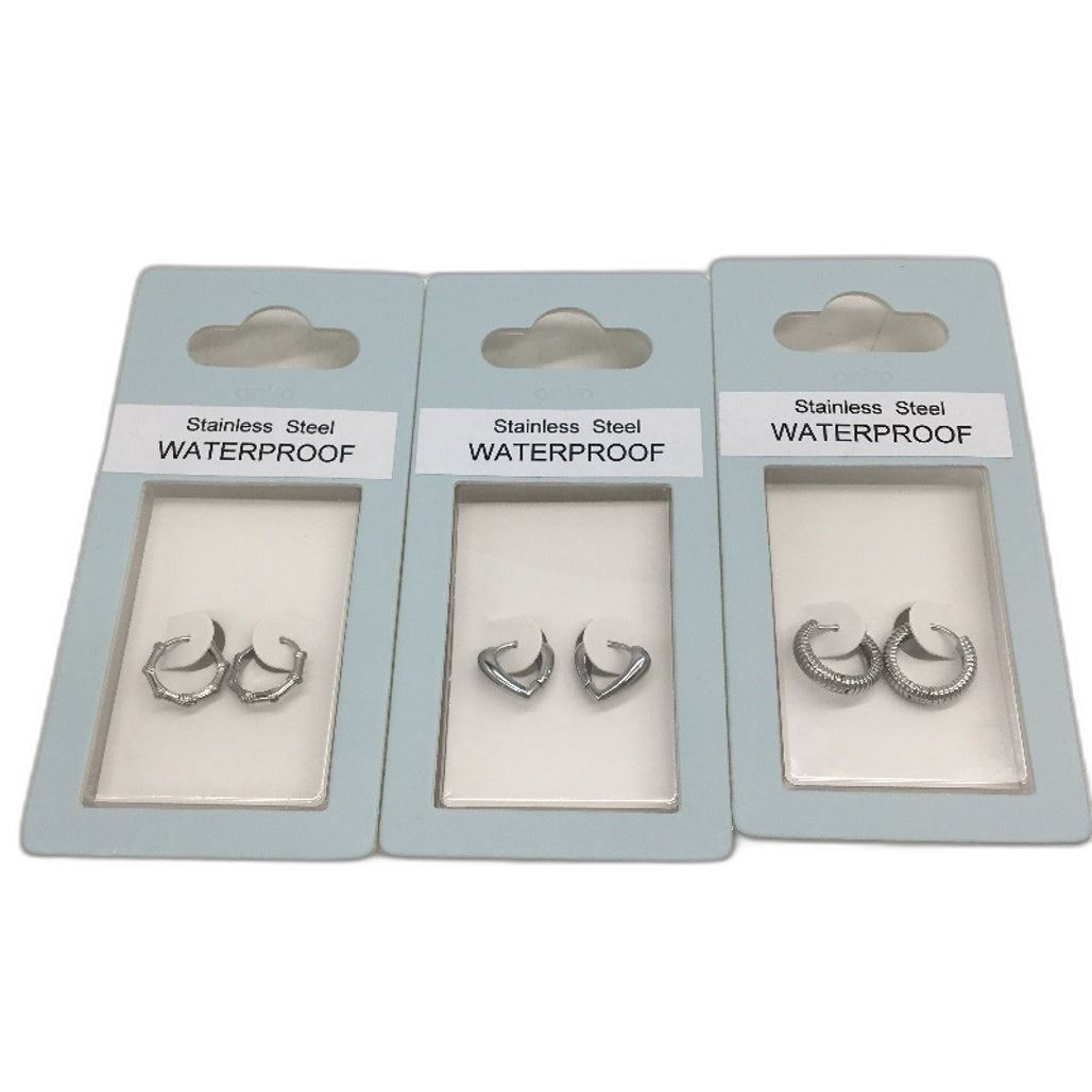 Stainless Steel Waterproof BULK PACK 10 Packets Silver Assorted Jewellery NEW