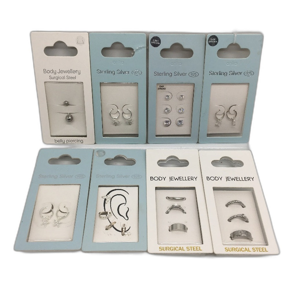 BULK PACK 8Pce Sterling Silver 925 Earring & Surgical Steel Body Jewellery NEW
